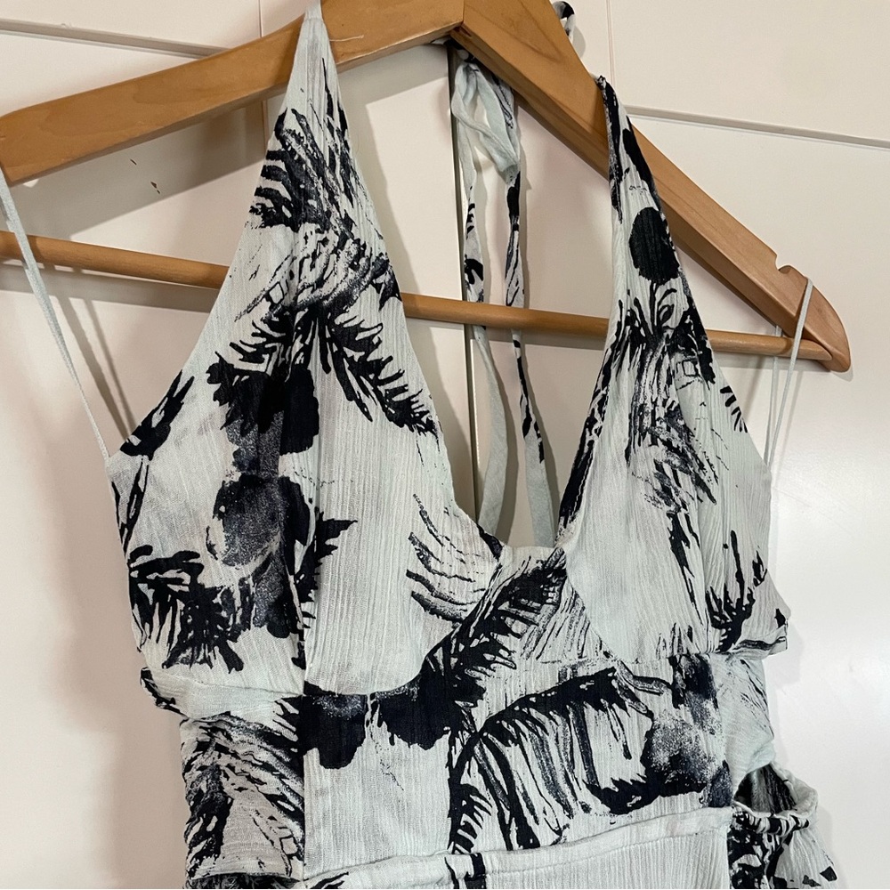 Free People Lille Printed Maxi Dress Size Small  Tie Back 100% Cotton